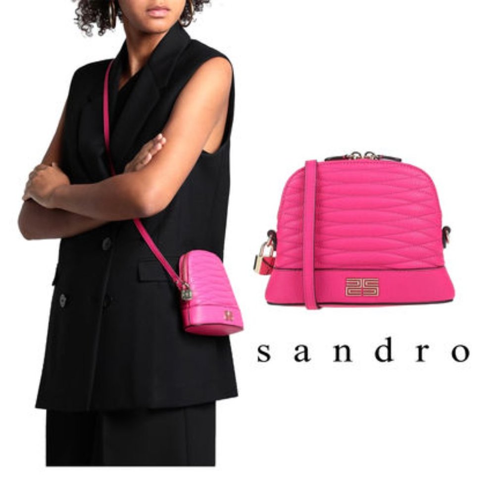NWT Sandro Thelma quilted pebbled-leather  bag